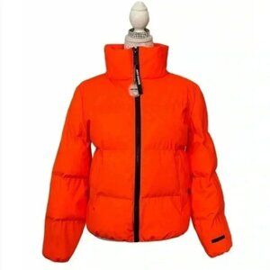 JUICY COUTURE BLACK  LABEL DAY GLO ORANGE PUFFER XL